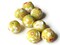 8 14mm Yellow Floral Fabric Wrapped Beads Woven Round Ball Beads